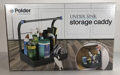 POLDER Debajo del Fregadero Carrito de Almacenamiento GRIS Cocina Baño Organizador 16.75x10.5" IN Foto 1 de 4