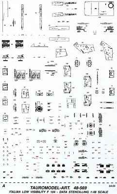 TAURO MODEL TM48/569 DATA STENCILLINGS LO-VIZ PER F-104 A.M.I. SCALA 1:48 - Immagine 1 di 4