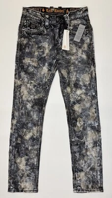 Pantalones de mezclilla Rock Revival "Rowan" Alt rectos elásticos punto desgastado para hombre 28 x 34 Foto 1 de 4