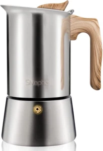 Stovetop Espresso Maker Stainless Steel 9 Cups, Induction-Capable Mocha Pot 450M - Picture 1 of 9