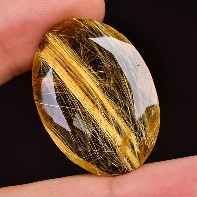 Faceted Golden Rutile Quartz Natural Gemstone Tear Shape 40 Ct 22X32X5 MM - Image 1 of 4