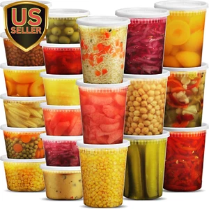 Deli Food Containers with 54 Lids - (48 Sets) 24-32 Oz Quart Size & 24-16 Oz ... - Picture 1 of 1