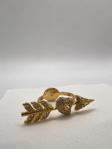 Vivienne Westwood Cupid Arrow Heart Ring - Gold Tone, Size UK N - Picture 1 of 3
