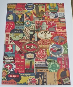 HOTELS of the WORLD Stickers and City sticker Poster TRAVEL AIRLINES - Picture 1 of 2