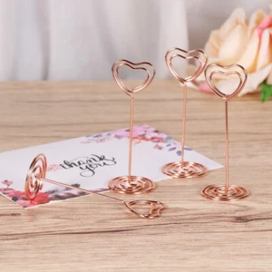 Soporte para fotos OUNONA en forma de corazón, oro rosa, 12 piezas, soporte, soporte para números de mesa, - Imagen 1 de 9