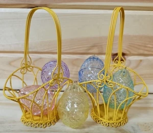 Metal Easter Baskets With 5 Ornate Fillable Eggs - Picture 1 of 5