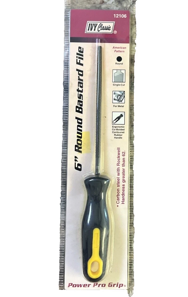 Ivy Classic 12106 6” Round Bastard File Single Cut Metal Tool Rubber Handle NOS - Image 1 of 1