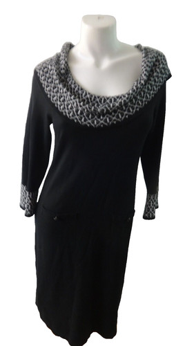 VETEMENTS Abito maglione Christopher & Banks donna bianco e nero collo a guscio taglia S