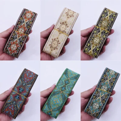 1 Roll Vintage Floral Brocade Jacquard Ribbon Trim Fringe DIY Upholstery Crafts - Image 1 of 4