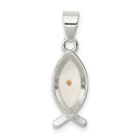 Ichthus Fish With Yellow Mustard Seed Charm Pendant In 925 Sterling Silver