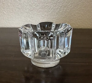 Orrefors Crystal Candle Holder Signed 6 Petal Flower Clear Sweden Single Taper - Picture 1 of 7