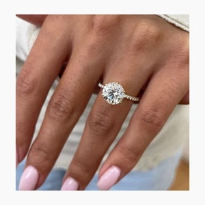 Diamond Bridal Ring VS1 E Round IGI Cert 2.72 Ct Lab created 14K White Gold Pave - Picture 1 of 14