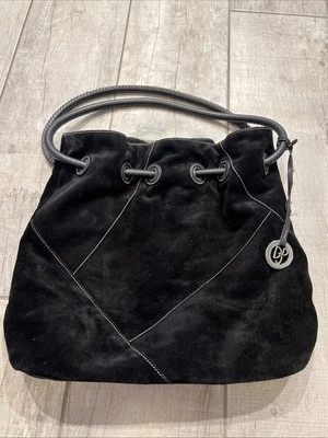 Donald J Pliner Black Suede Leather Drawstring Shoulder Bag Women’s Foto 1 de 4
