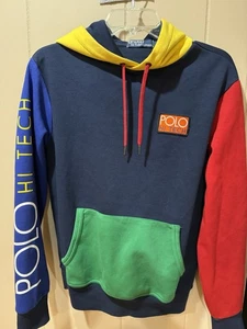 Polo Hi Tech Ralph Lauren Sudadera con Capucha Para Hombres S Bloque de Color Pullover Bolsillo Sudadera - Imagen 1 de 3