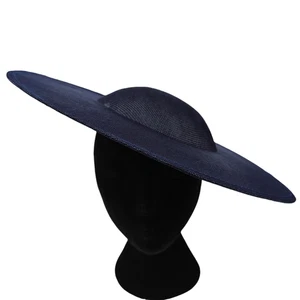 dark navy large wide brim DIY fascinator base wedding hat Kentucky Derby Ascot - Picture 1 of 4