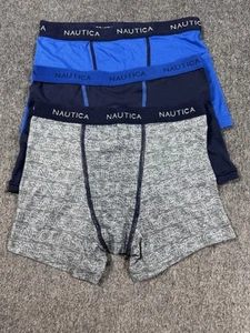 Nautica Boys Boxer Briefs 3 Pack Medium 8-10 Cotton Stretch Blue Gray Navy NWOT - Picture 1 of 5