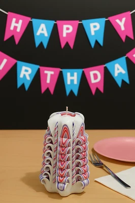 Geschnitzte Kerze Dekokerze Locken curl Design Handmade in Germany Geburtstag - Bild 1 von 3