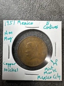 1951 Mexico Cinco (5) Centavos. Non Magnetic. Mexico City MO Mint. - Picture 1 of 4