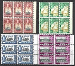 CEYLON KGV1 1947 NUEVA CONSTITUCIÓN CONJUNTO EN BLOQUES DE MARGEN COMO NUEVO (NH) - Imagen 1 de 1