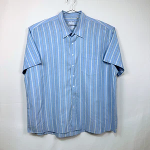 Cutter & Buck Shirt Mens Casual Short Sleeve Button Down Blue Stripped Sz 3XB - Picture 1 of 4