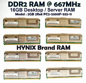 Hynix 2GB 2Rx8 PC2-5300F-555-11 RAM,  2GB RAM x 8 PIECES = 16GB RAM TOTAL. - Picture 1 of 7