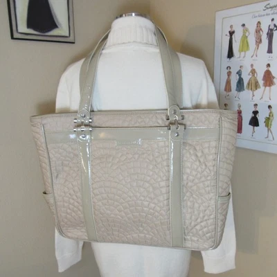 Vera Bradley Acolchado Caqui/Beige Bonjour Bolso para Laptop Cartera Bolso de Mano Foto 1 de 4