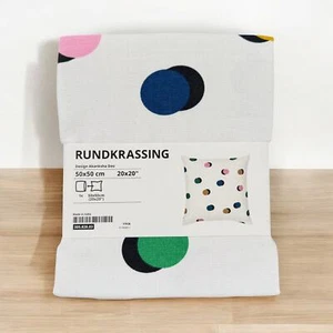 IKEA RUNDKRASSING White Multicolor Dot Pattern Pillow Cover 20x20 "  - Picture 1 of 4