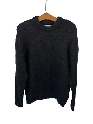 Suéter de Lana Zara Talla Mediana Mezcla Cuello Redondo Pullover Jersey Grueso Acogedor Negro Foto 1 de 4