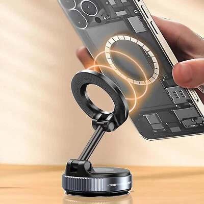 Foldable Vacuum Magnetic Suction Cup Car Phone Holder Mount Adjustable Angle - Image 1 of 4