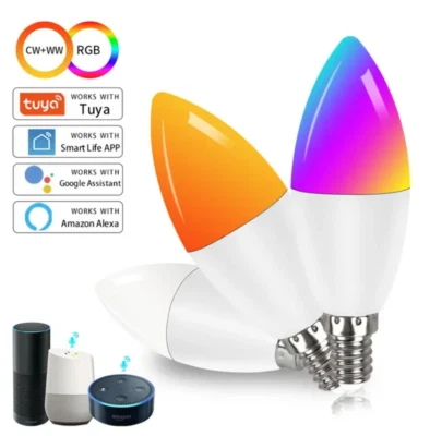 Tuya Smart Glühbirne WiFi E14 9W Kerze Alexa Lampe 220V RGB dimmbare magische Glühbirne - Bild 1 von 4