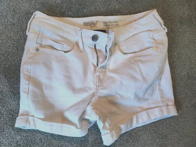 Women's Mossimo High Rise Midi Cuffed White Stretch Denim Shorts Size 0 - Image 1 of 3