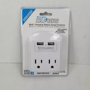 Aduro 2 Outlet Surge Protector with Dual USB Ports Multi Charging Station White - Picture 1 of 5