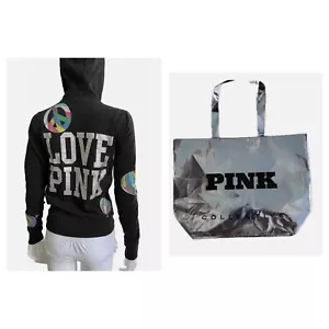 Victoria's Secret Pink Hoodie Sweatshirt Glitzer Strass schwarz Small KOSTENLOSE TRAGETASCHE - Bild 1 von 6