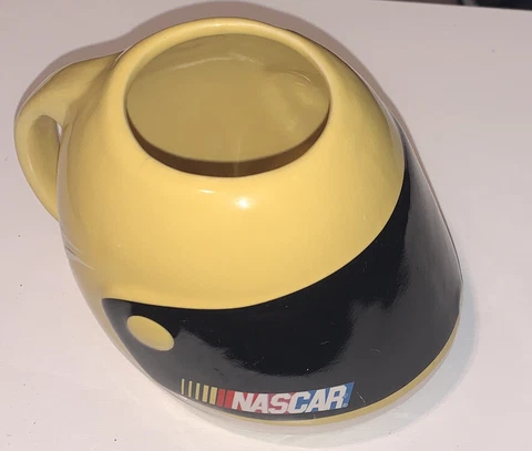 NASCAR Yellow Helmet Design Ceramic Coffee Mug Sherwood Brands 16oz 2003 Vintage Cover