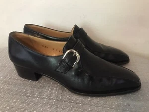 GRAVATY ARTHUR BEREN WOMANS DRESS SHOE LOAFERS BLACK LEATHER GOLD BUCKLE SI 9M - Picture 1 of 9