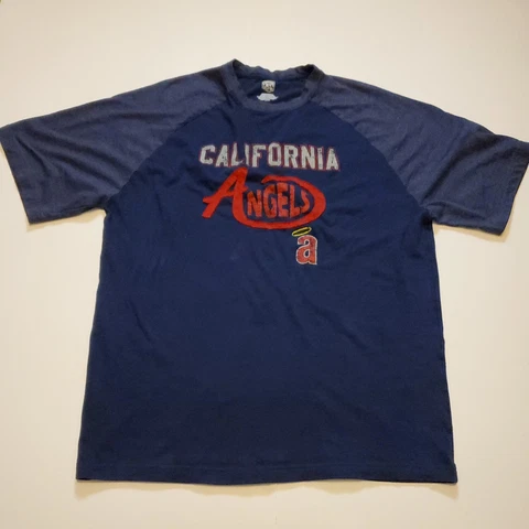 California Angels MLB Baseball Blue Men’s Majestic T-Shirt Large Good Condition Cover