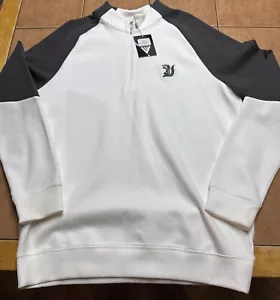 NEW LEVELWEAR Mens White Gray Sz Med 1/4 Zip Pullover Golf Logo Sweater Stretch - Picture 1 of 9