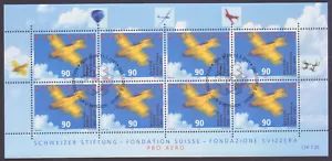 SUIZA 2001 AEROCLUB YVERT 1672 USADO DIA DE EMISION MINI PLIEGO DE 8 SELLOS - Imagen 1 de 1