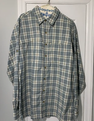 L.L. BEAN TALL MENS LT PLAID OUTDOOR ROLL TAB TRAVEL ADVENTURE SHIRT 0GWY6 LS - Image 1 of 4