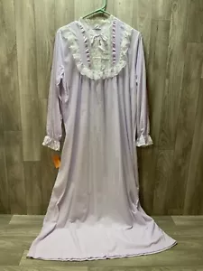 Vtg Night Flowers Women’s Long Cotton Ruffled Nightgown Large NWT - Picture 1 of 16