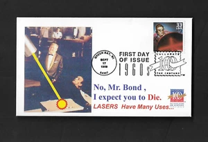 CUV EVANSON CACHETS First Day Cover 1999 LASERS No, Mr. Bond I expect you to Die - Picture 1 of 2