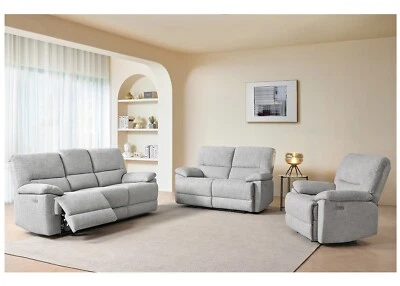 Grey Fabric Electric Reclining 3 Seater or 2 Seater Armchair Sofa Suite OXFORD - Image 1 of 4