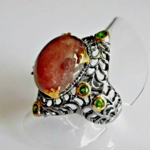 Rubin Chromdiopsid Ring 925 Black Rhodium 585 GG vergoldet 17,8 mm 56 - Bild 1 von 5