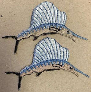 Vintage Embroidered Billfish Sailfish pair patch sew iron on 1980's fish lot 2 - Picture 1 of 4
