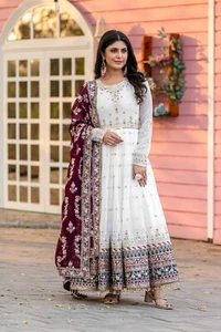 Abito vestito bollywood party wear anarkali salwar kameez designer indiano pakistano - Foto 1 di 8