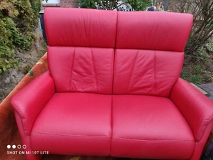 Rote Leder-Couch, 2-Sitzer 150cm, wie neu!!! - Bild 1 von 6