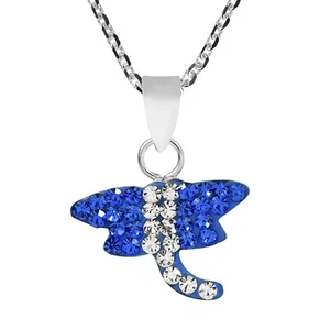 Adorable Blue Crystal Dragonfly .925 Silver Necklace - Picture 1 of 6