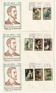 (3) 1974 SPAIN FDC DIA DEL SELLO EDUARDO ROSALES ALL DIFFERENT STAMPS - Picture 1 of 2