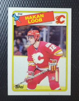 1988-89 Topps HAKAN LOOB Calgary Flames Hockey NHL Career Stats Card #110 - Image 1 of 2
