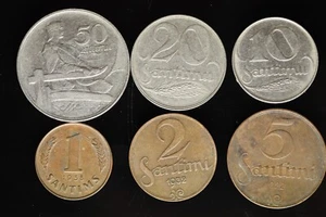 LATVIA Lettland Lettonia FULL SET 1922 -1939 coins 1,2,5,10,20,50 Santimi M1283 - Picture 1 of 2